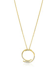 ZINZI gold plated zilveren ketting met grote open ronde hanger 25mm bezet met witte zirkonia's 45-50 cm ZIC2645Y