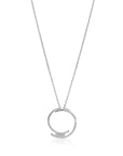 ZINZI zilveren ketting met grote open ronde hanger 25mm bezet met witte zirkonia's 45-50 cm ZIC2645