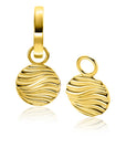 ZINZI gold plated zilveren oorbedels rond met sierlijke golven als bewerking ZICH2450 - 12mm  (zonder oorringen)