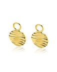 ZINZI gold plated zilveren oorbedels rond met sierlijke golven als bewerking ZICH2450 - 12mm  (zonder oorringen)