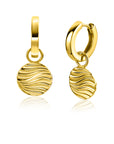 ZINZI gold plated zilveren oorbedels rond met sierlijke golven als bewerking ZICH2450 - 12mm  (zonder oorringen)