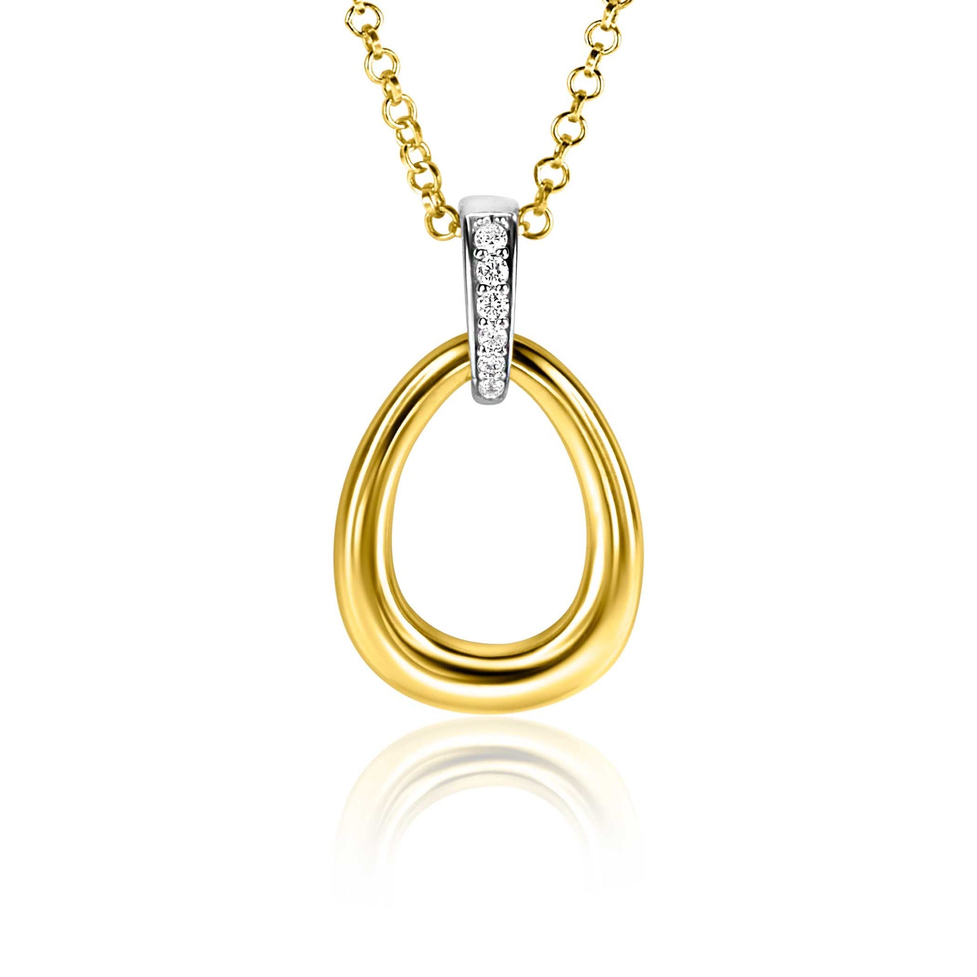 Zinzi Gold Plated Zilveren Hanger 26mm Fantasie Oog met Zirkonia's - ZIH1709Y, exclusief en kwalitatief hoogwaardig. Ontdek nu!