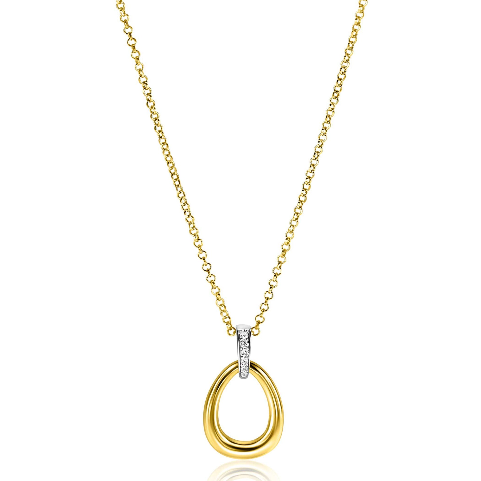 Zinzi Gold Plated Zilveren Hanger 26mm Fantasie Oog met Zirkonia's - ZIH1709Y, exclusief en kwalitatief hoogwaardig. Ontdek nu!