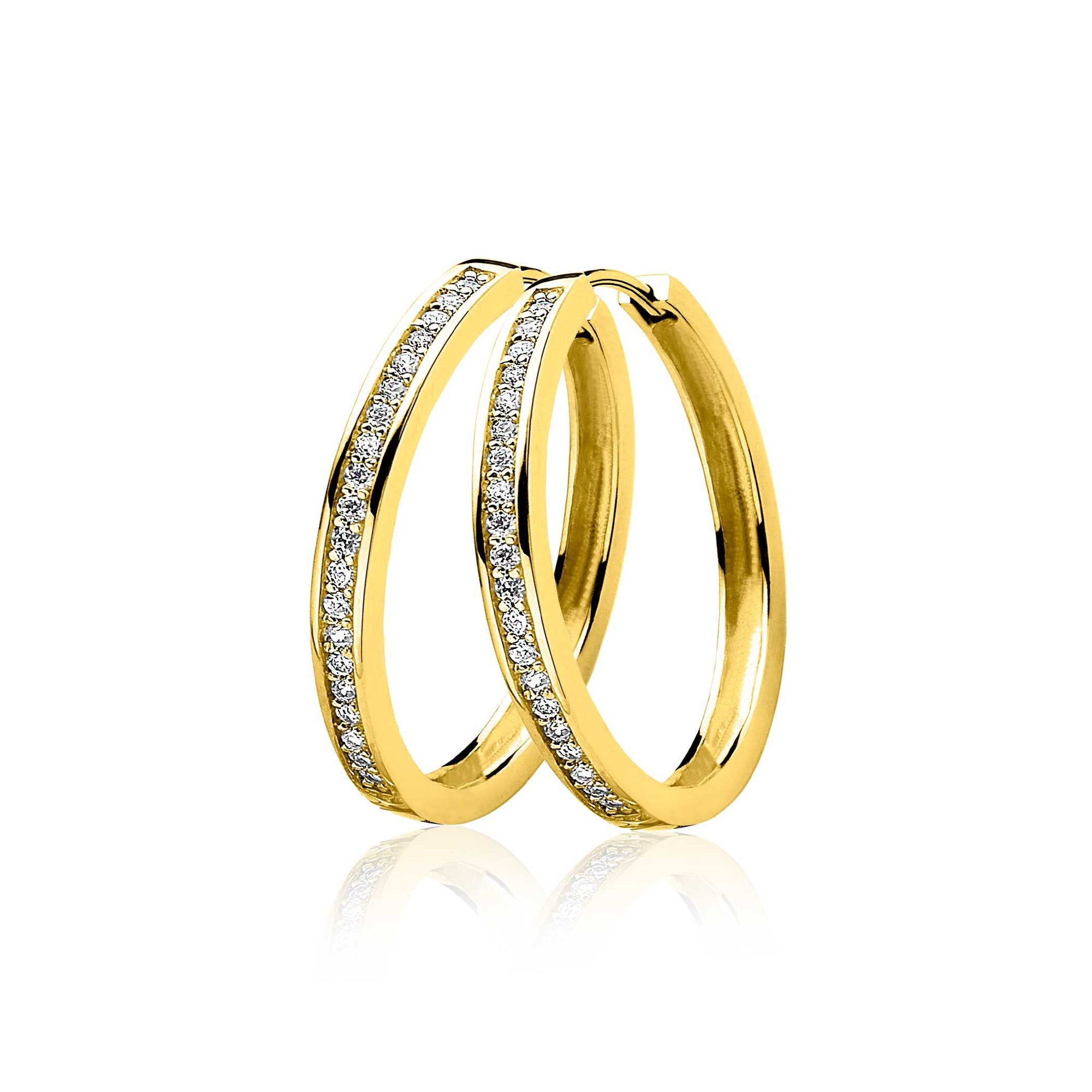 Zinzi gold plated zilveren oorringen met zirkonia 28 x 3mm - ZIO193Y, exclusief en kwalitatief hoogwaardig. Ontdek nu!