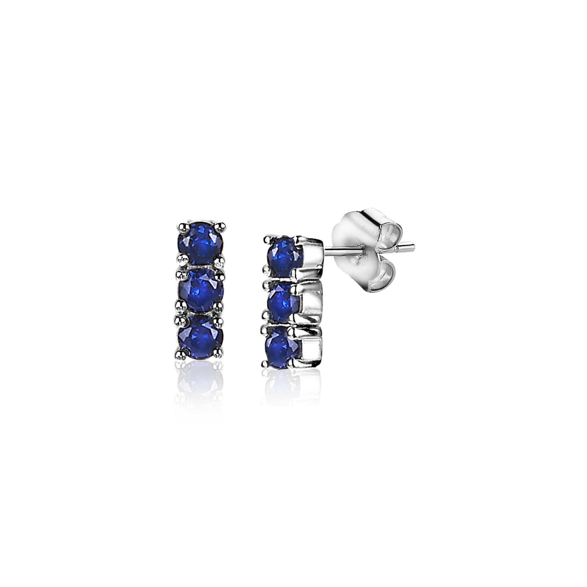 Zinzi Zilveren Oorknopjes 8 mm Staafje 3x Chaton Gezet Donkerblauwe Zirkonia's - ZIO2127B, exclusief en kwalitatief hoogwaardig. Ontdek nu!