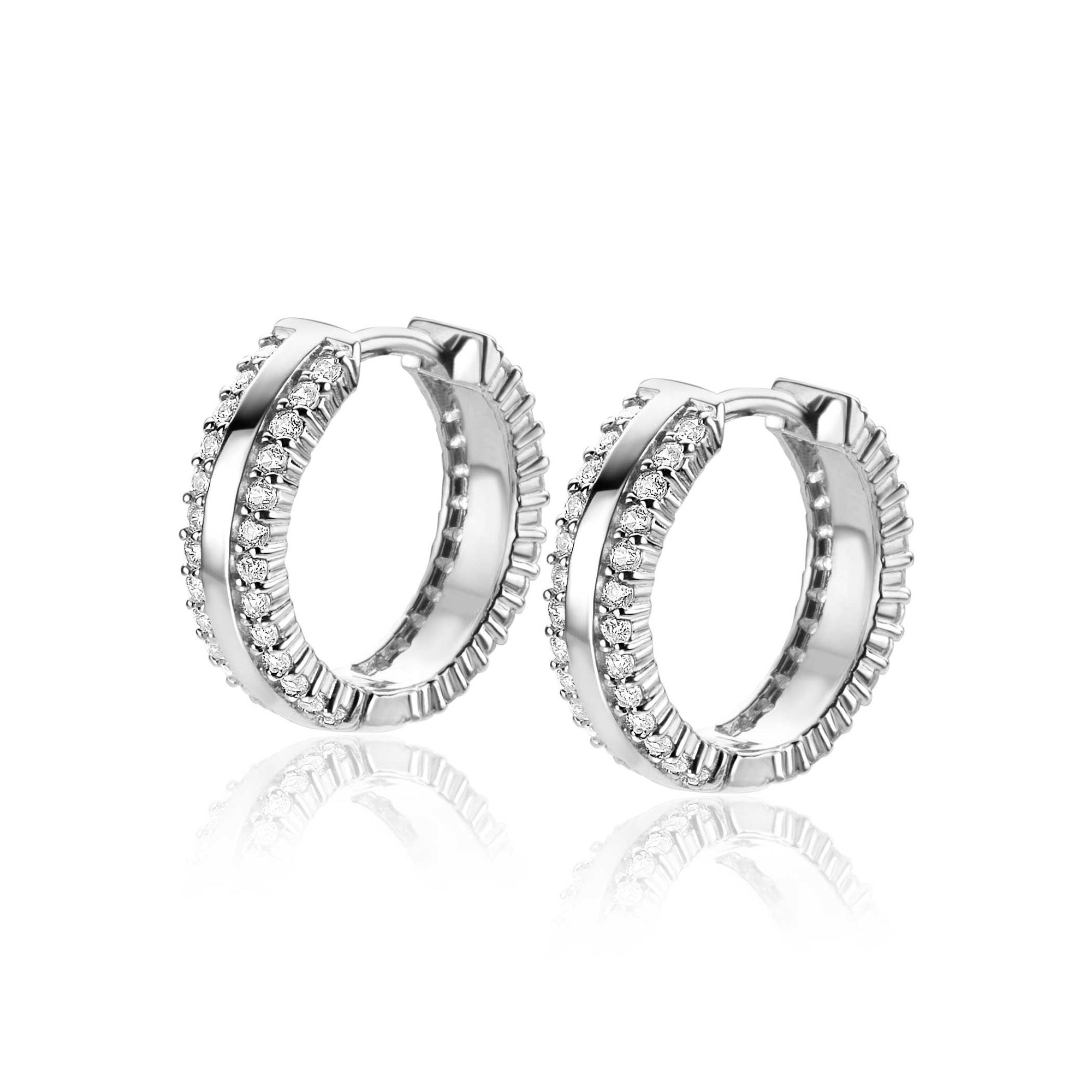 Zinzi Zilveren Luxe Oorringen 16 mm met Witte Zirkonia's - ZIO2445, exclusief en kwalitatief hoogwaardig. Ontdek nu!