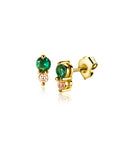 Zinzi Gold Plated Zilveren Oorknopjes 6,5mm met Groene en Champagne-kleurige Zirkonia's - ZIO2562, exclusief en kwalitatief hoogwaardig. Ontdek nu!