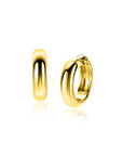 ZINZI gold plated zilveren oorringen met gladde ronde buis van 4mm breed en luxe klapsluiting ZIO2565G - 15mm