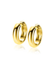 ZINZI gold plated zilveren oorringen met gladde ronde buis van 4mm breed en luxe klapsluiting ZIO2565G - 15mm