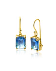 ZINZI gold plated zilveren oorhangers met indigo blauwe kleursteen in vierpootszetting ZIO2578 - 25mm