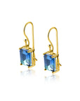 ZINZI gold plated zilveren oorhangers met indigo blauwe kleursteen in vierpootszetting ZIO2578 - 25mm