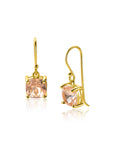 ZINZI gold plated zilveren oorhangers met trendy vierkante kleursteen in licht roze ZIO2579 - 24mm