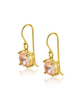 ZINZI gold plated zilveren oorhangers met trendy vierkante kleursteen in licht roze ZIO2579 - 24mm