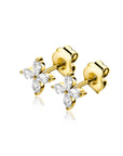 ZINZI gold plated zilveren oorknoppen met bloem bezet met vier druppelvormige witte zirkonia's ZIO2624