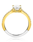 ZINZI gold plated met witte zirkonia (6,5mm) in vierpootszetting en klein hartje aan de zijkant ZIR2696Y