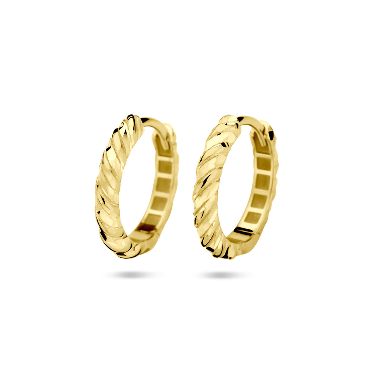 14K geelgoud klapoorringen gedraaid 16 mm - 4033646