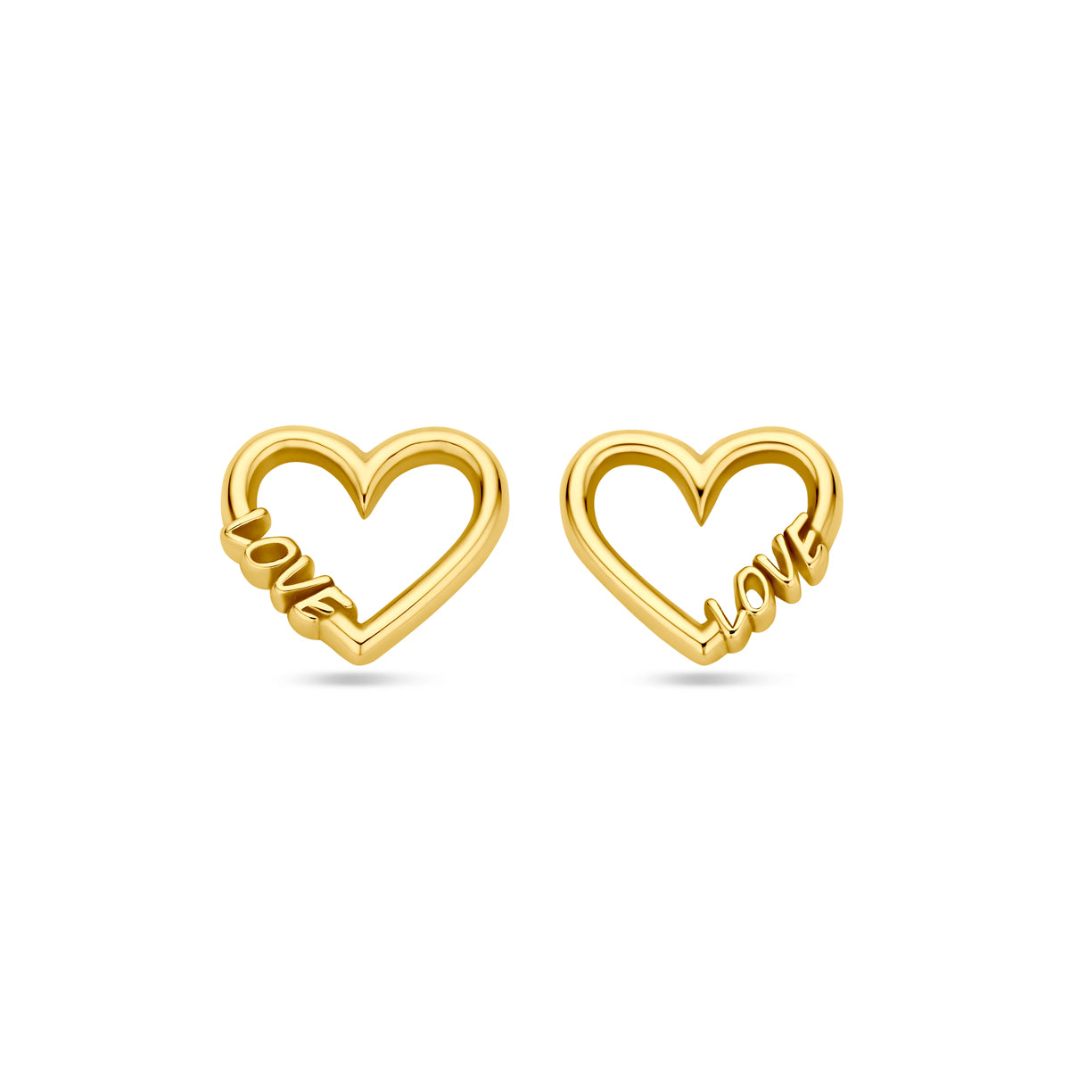 14K Geelgoud Oorknoppen Hartje En Love 8 Mm 4030832