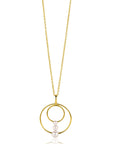 Zinzi gold plated zilveren ronde fantasie hanger bezet met drie ronde witte zoetwaterparels ZIH2616 (zonder collier)