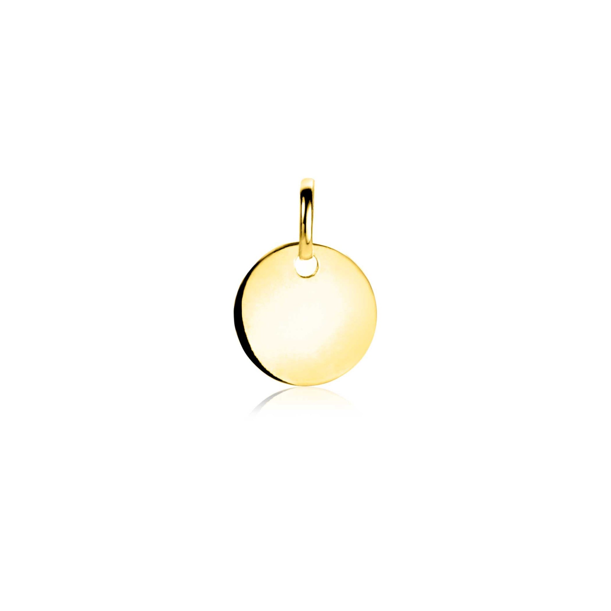 Zinzi Gold 14 krt gouden hanger met trendy glanzend rond plaatje van 10mm ZGH397-10 (zonder collier)