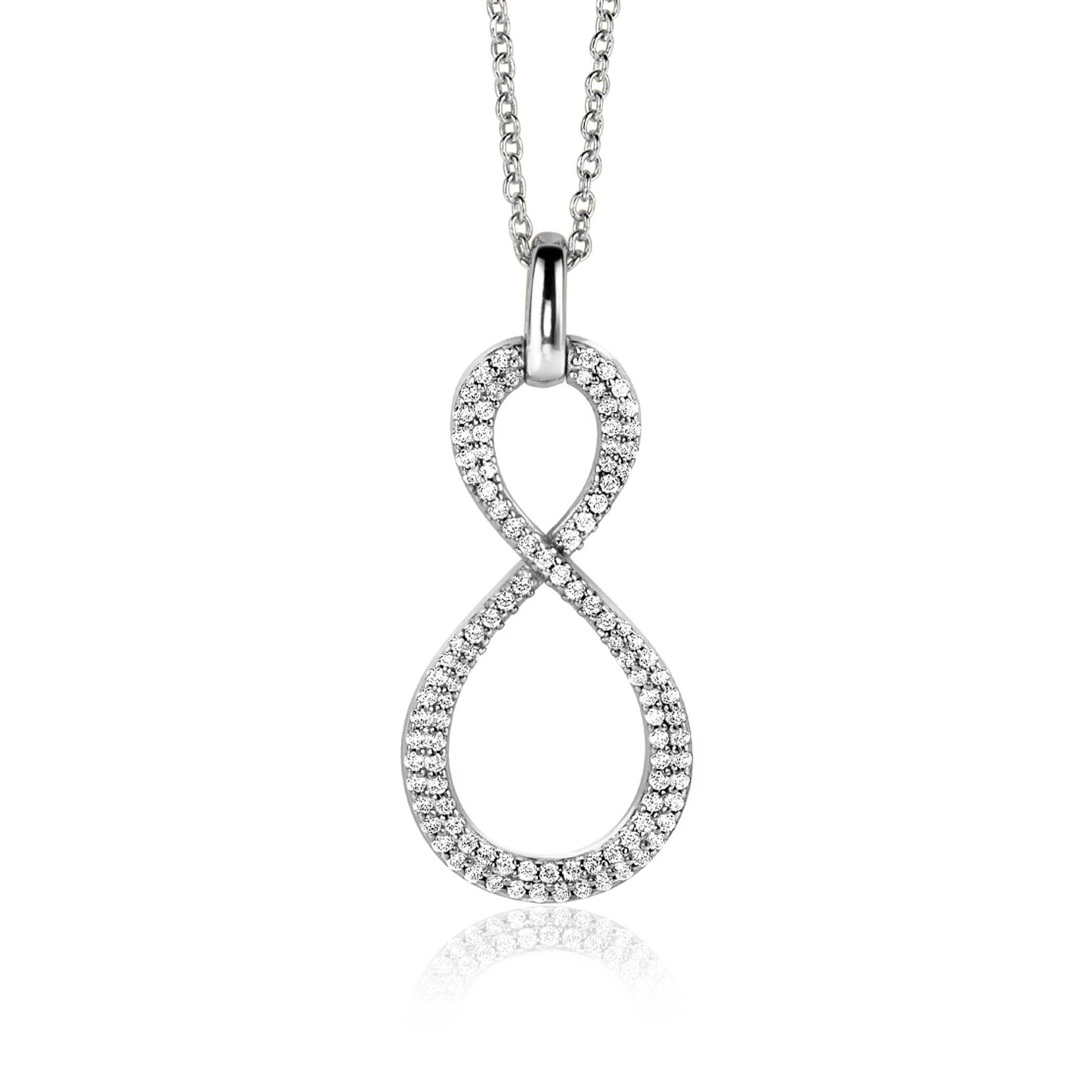 Zinzi zilveren hanger Infinity bezet met witte zirkonia&#39;s ZIH2570 (zonder collier)