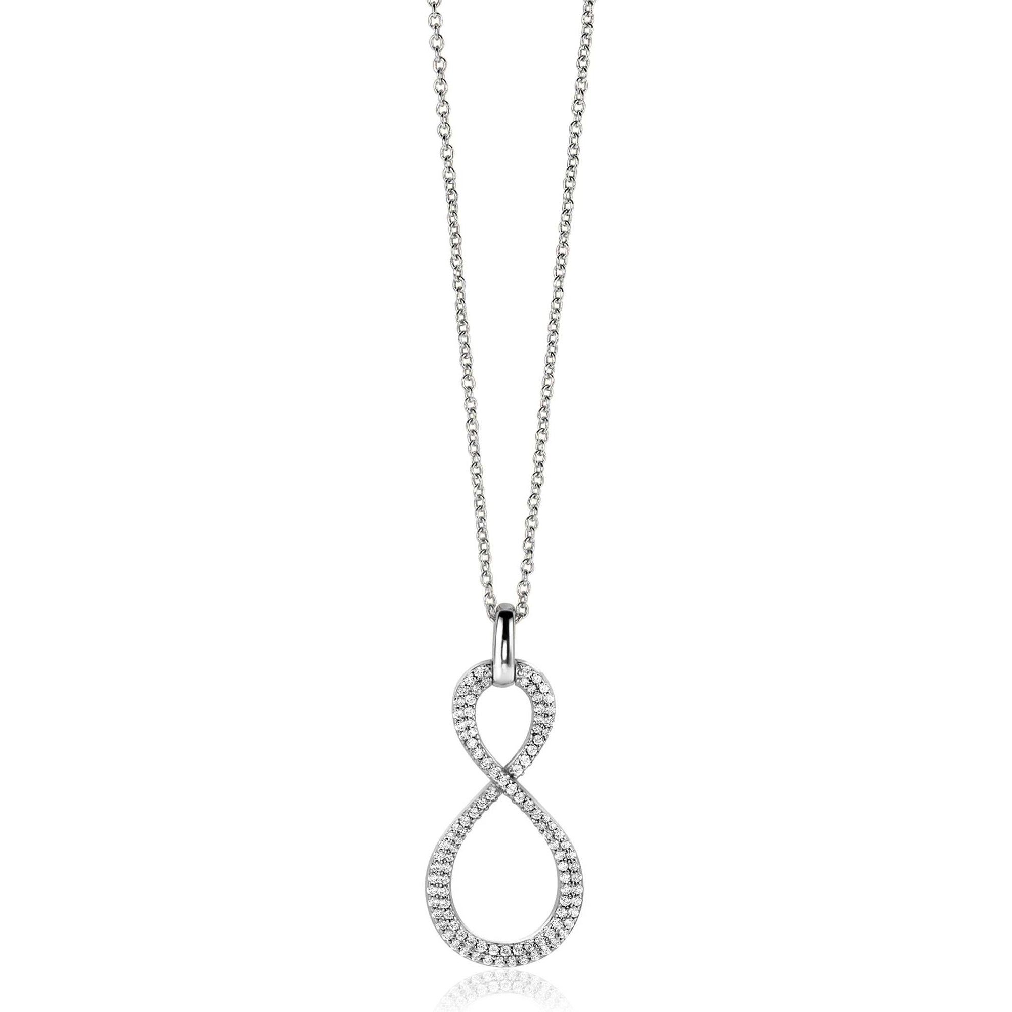 Zinzi zilveren hanger Infinity bezet met witte zirkonia&#39;s ZIH2570 (zonder collier)