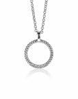 Zinzi zilveren ronde hanger 22mm gedraaid witte zirkonia ZIH2128 (zonder collier)