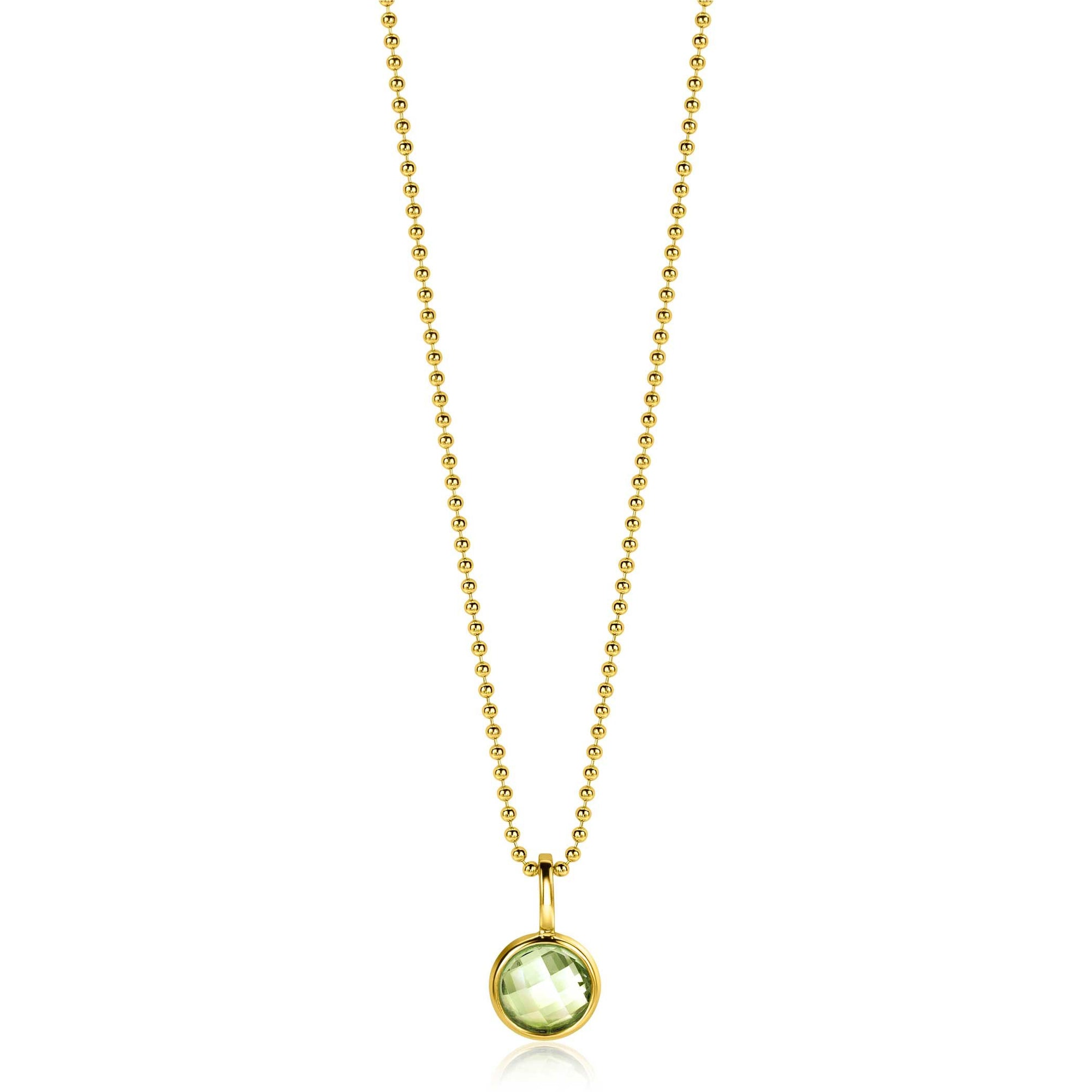 Zinzi AUGUSTUS hanger 8mm gold plated geboortesteen groen peridoot zirkonia ZIH-AUG (zonder collier)