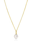 Zinzi Gold 14 krt gouden hanger met witte parel 10mm in natuurlijke vorm ZGH405 (zonder collier)