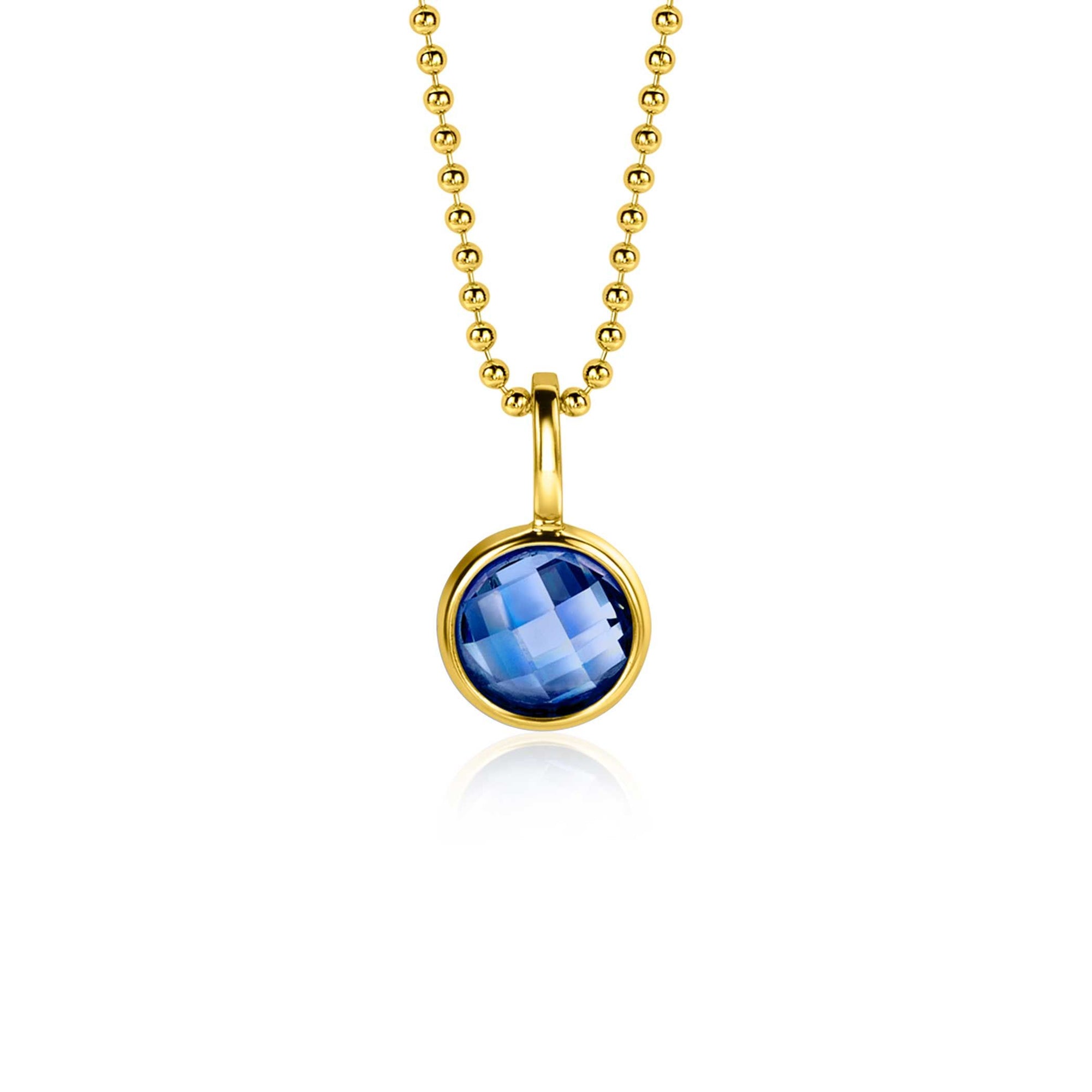 Zinzi SEPTEMBER hanger 8mm gold plated geboortesteen blauw saffier zirkonia ZIH-SEP (zonder collier)