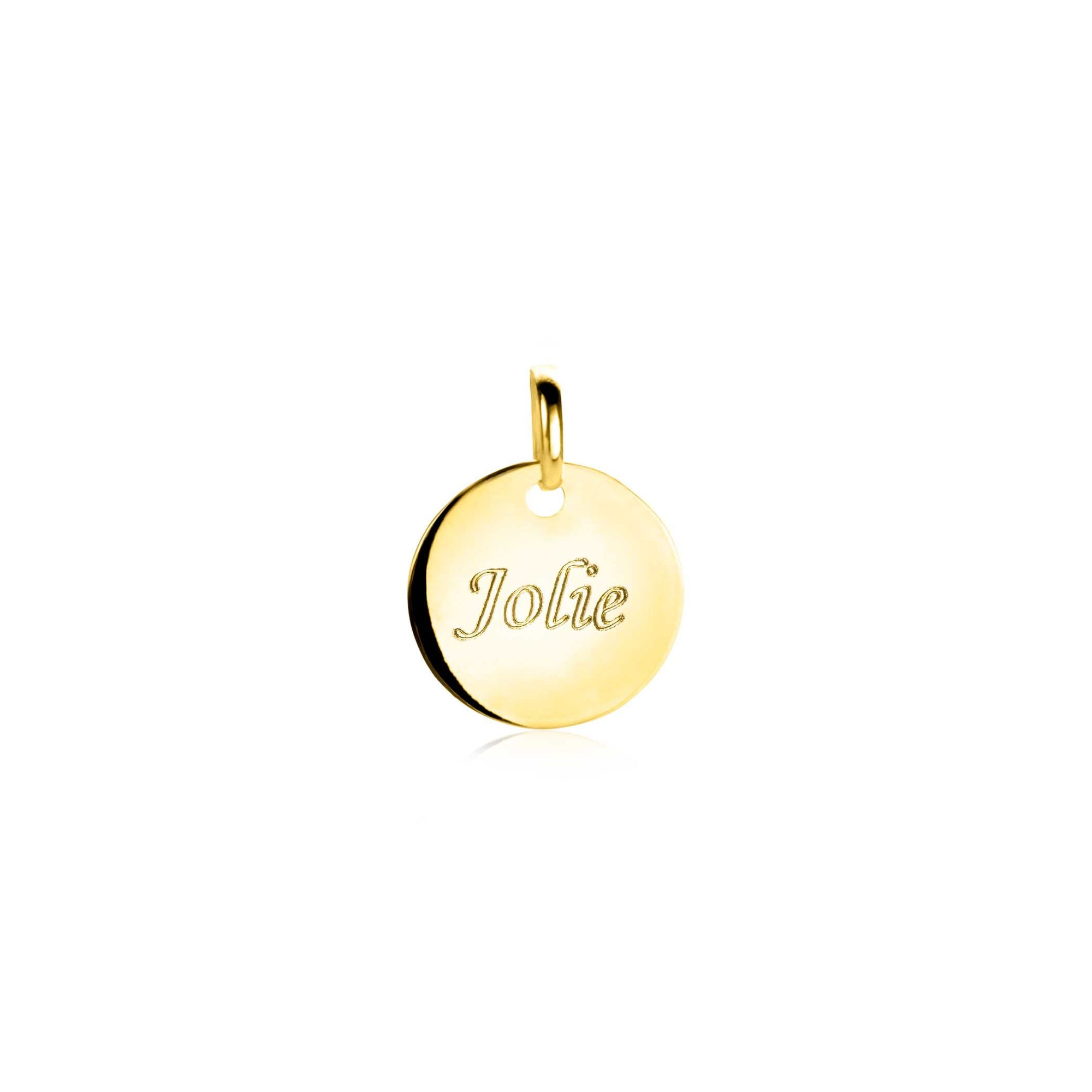 Zinzi Gold 14 krt gouden hanger met trendy glanzend rond plaatje van 12mm ZGH397-12 (zonder collier)