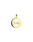 Zinzi Gold 14 krt gouden hanger met trendy glanzend rond plaatje van 12mm ZGH397-12 (zonder collier)