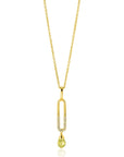 Zinzi gold plated zilveren hanger met trendy open ovale vorm en peervormige hanger groen peridot ZIH2430 (zonder collier)