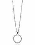 Zinzi zilveren ronde hanger 22mm gedraaid witte zirkonia ZIH2128 (zonder collier)