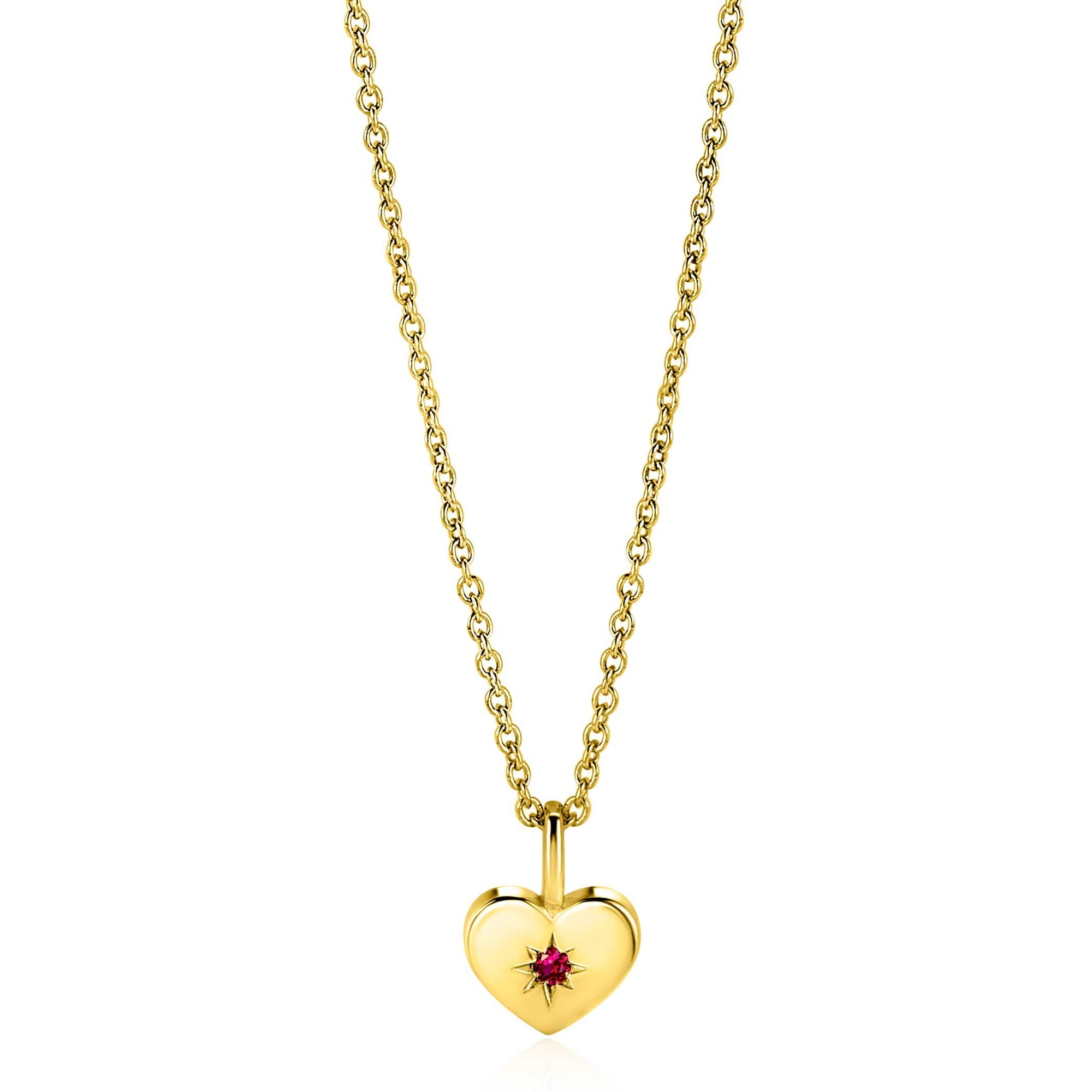 Zinzi JULI hanger 12mm gold plated hart geboortesteen rood robijn zirkonia  ZIHY-JUL (zonder collier)