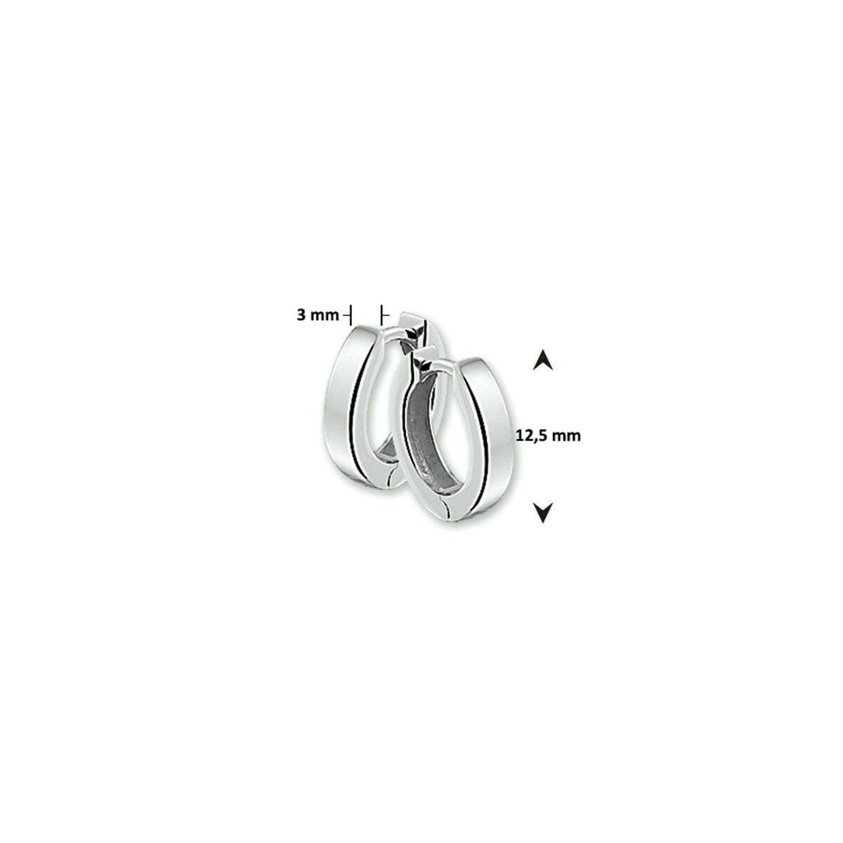 Zilver Gerhodineerd Klapoorringen 3 MM Vlak 1304812