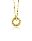 Zinzi zilveren hanger extra 14K geel verguld rond met touweffect 19mm ZIH2246G (zonder collier)