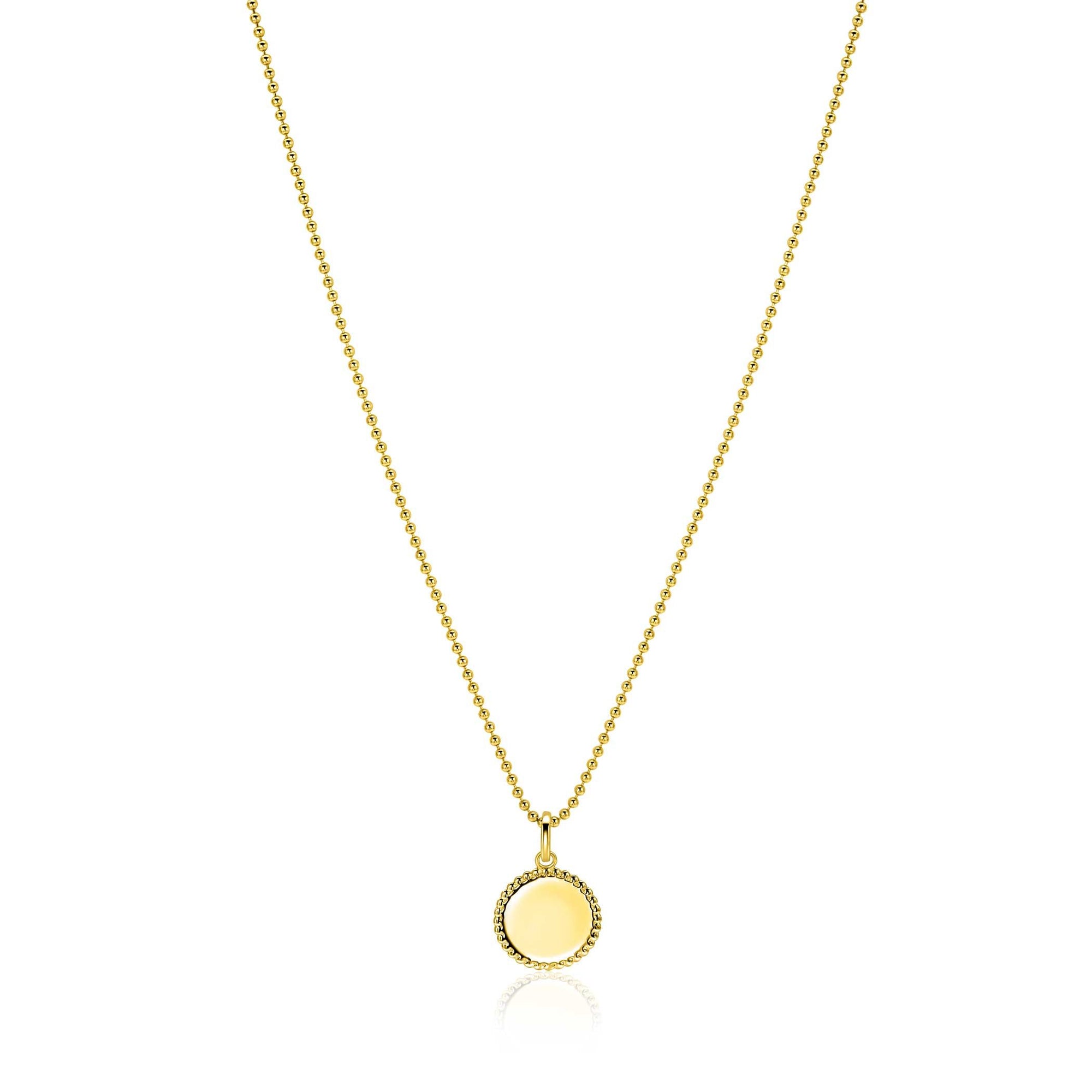 Zinzi gold plated zilveren coin hanger met parelrand voor gravure ZIH2650G (zonder collier)