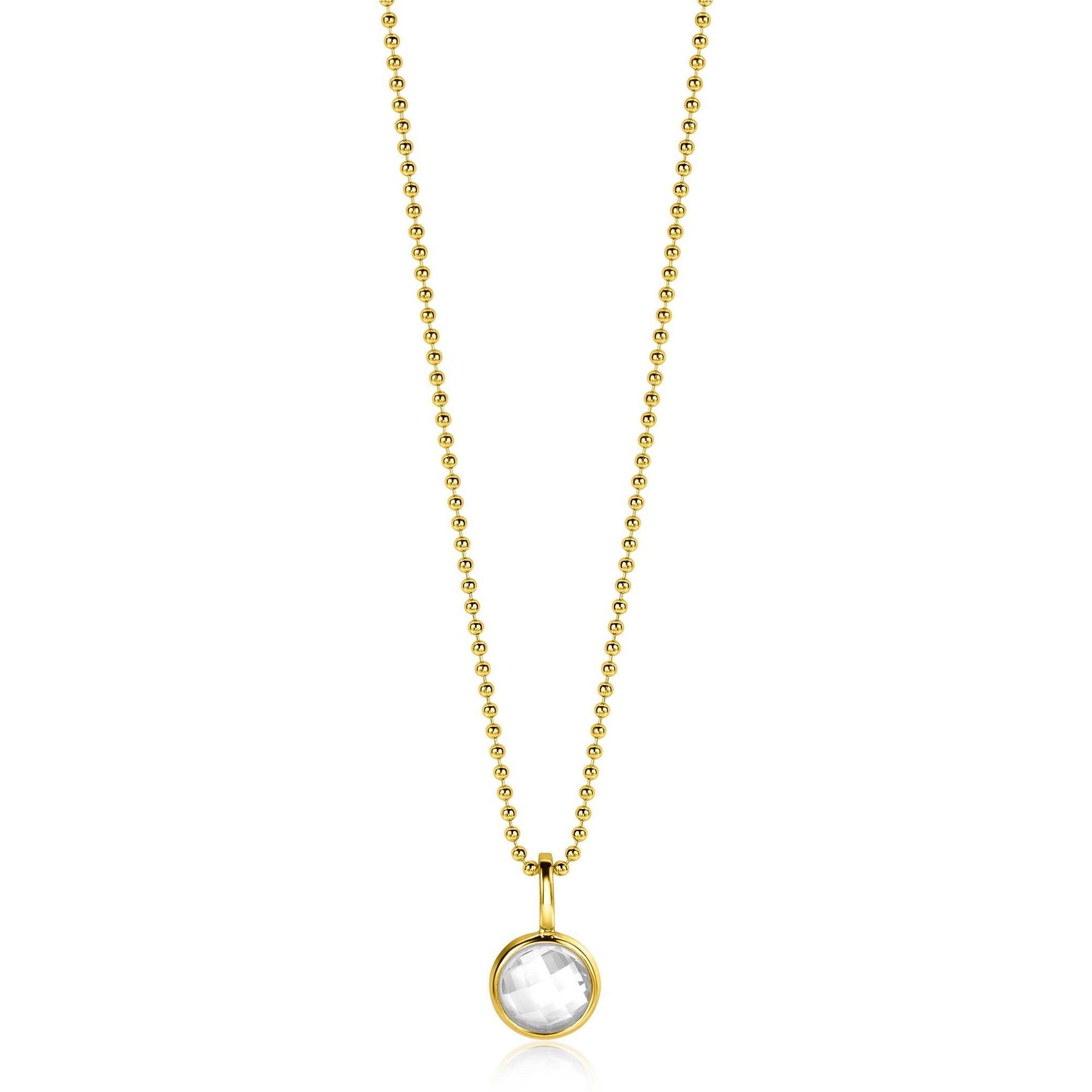 Zinzi APRIL hanger 8mm gold plated geboortesteen diamant wit zirkonia ZIH-APR (zonder collier)