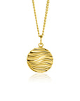 Zinzi gold plated zilveren hanger rond met sierlijke golven als bewerking ZIH2450 (zonder collier)