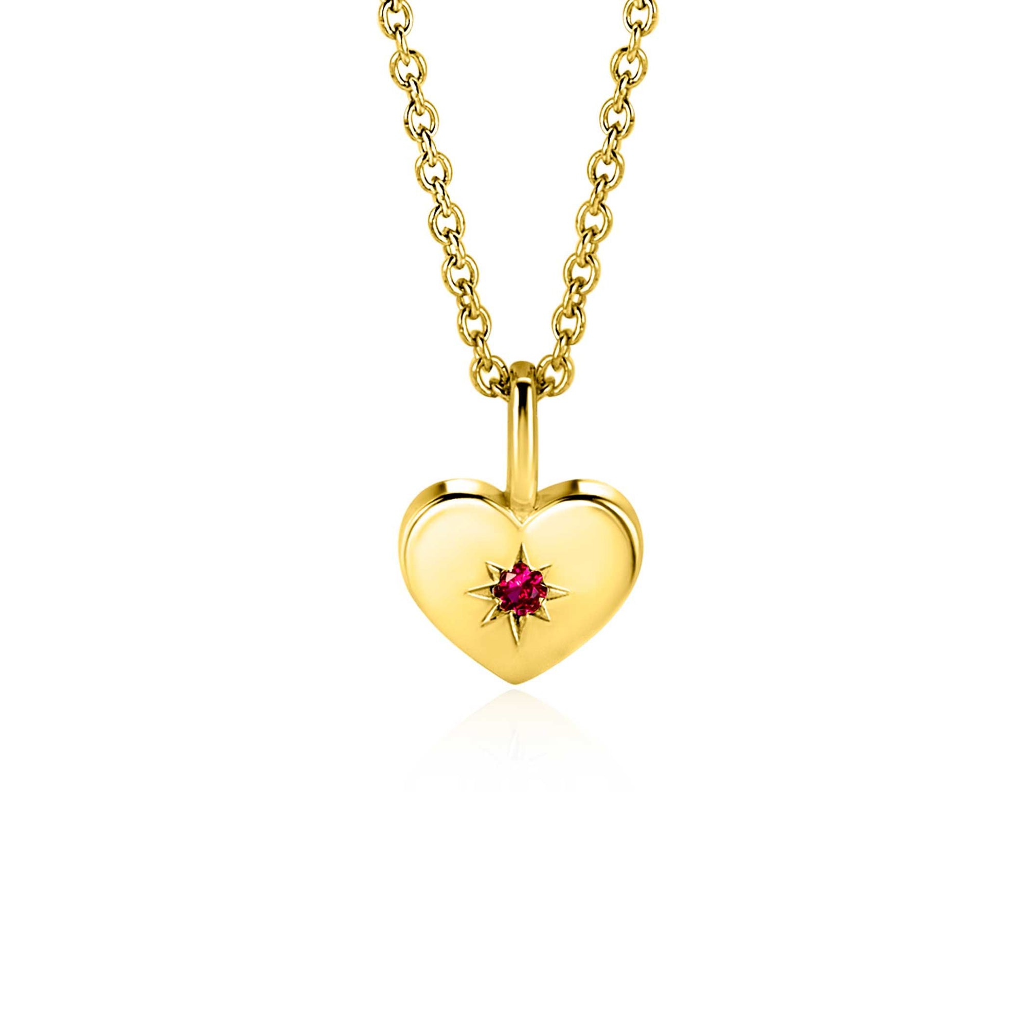 Zinzi JULI hanger 12mm gold plated hart geboortesteen rood robijn zirkonia  ZIHY-JUL (zonder collier)