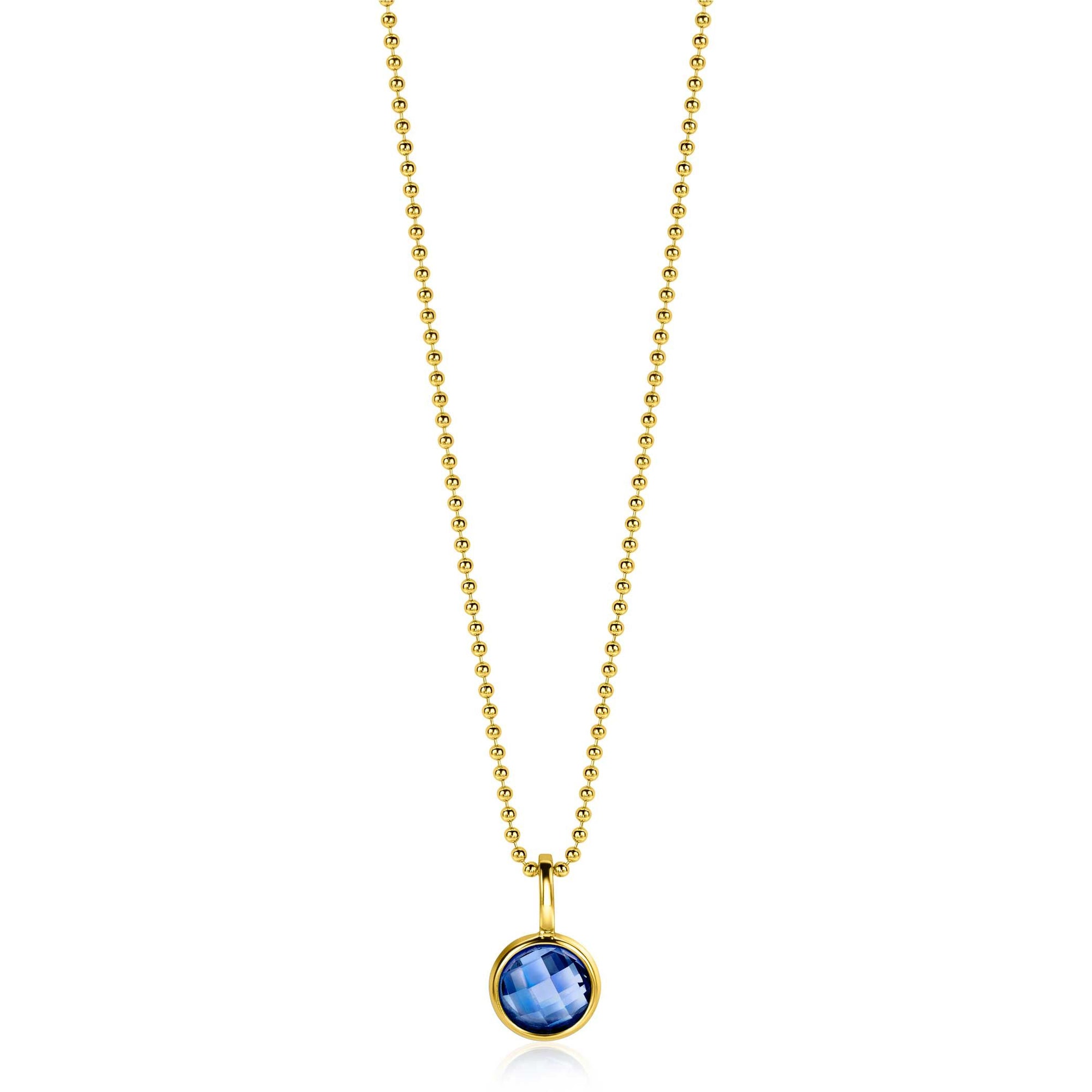 Zinzi SEPTEMBER hanger 8mm gold plated geboortesteen blauw saffier zirkonia ZIH-SEP (zonder collier)