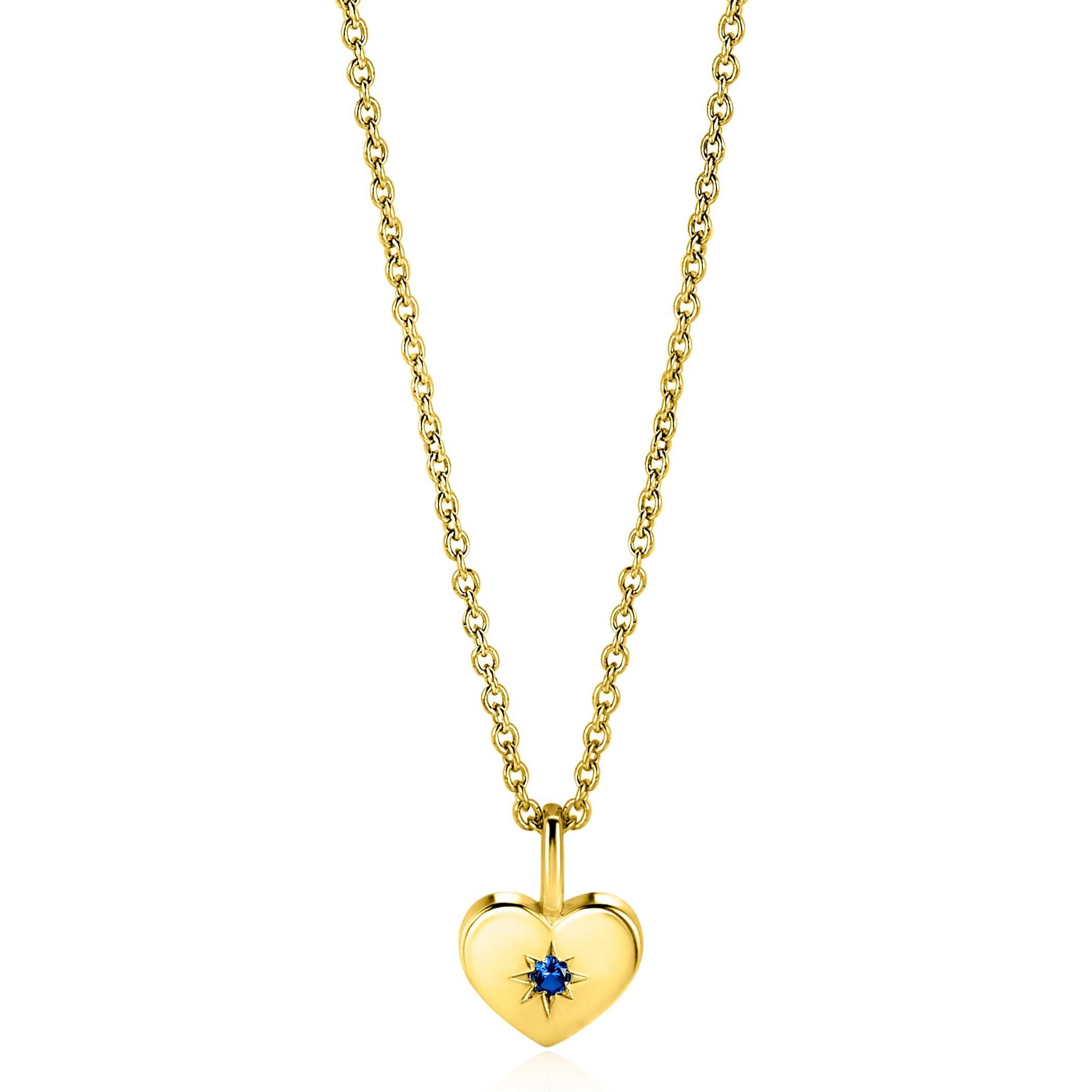 Zinzi SEPTEMBER hanger 12mm gold plated hart geboortesteen saffier blauw zirkonia ZIHY-SEP (zonder collier)