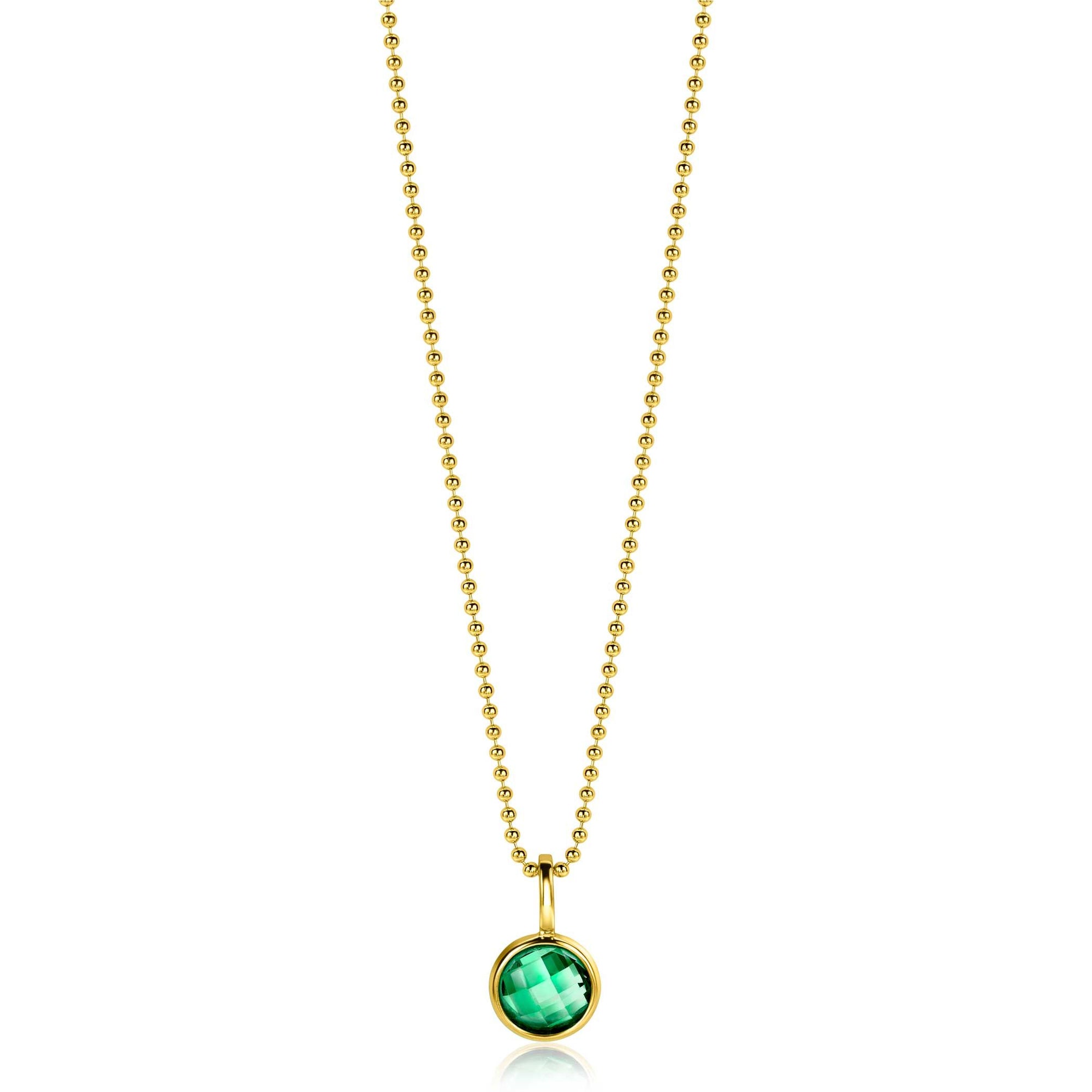 Zinzi MEI hanger 8mm gold plated geboortesteen groen smaragd zirkonia ZIH-MEI (zonder collier)