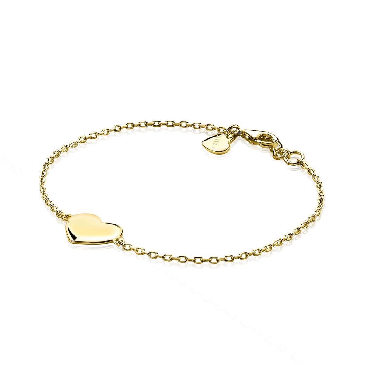 Zinzi gold plated zilveren armband met hart plaatje 10mm om te graveren 17-20cm ZIA2346GG, exclusief en kwalitatief hoogwaardig. Ontdek nu!