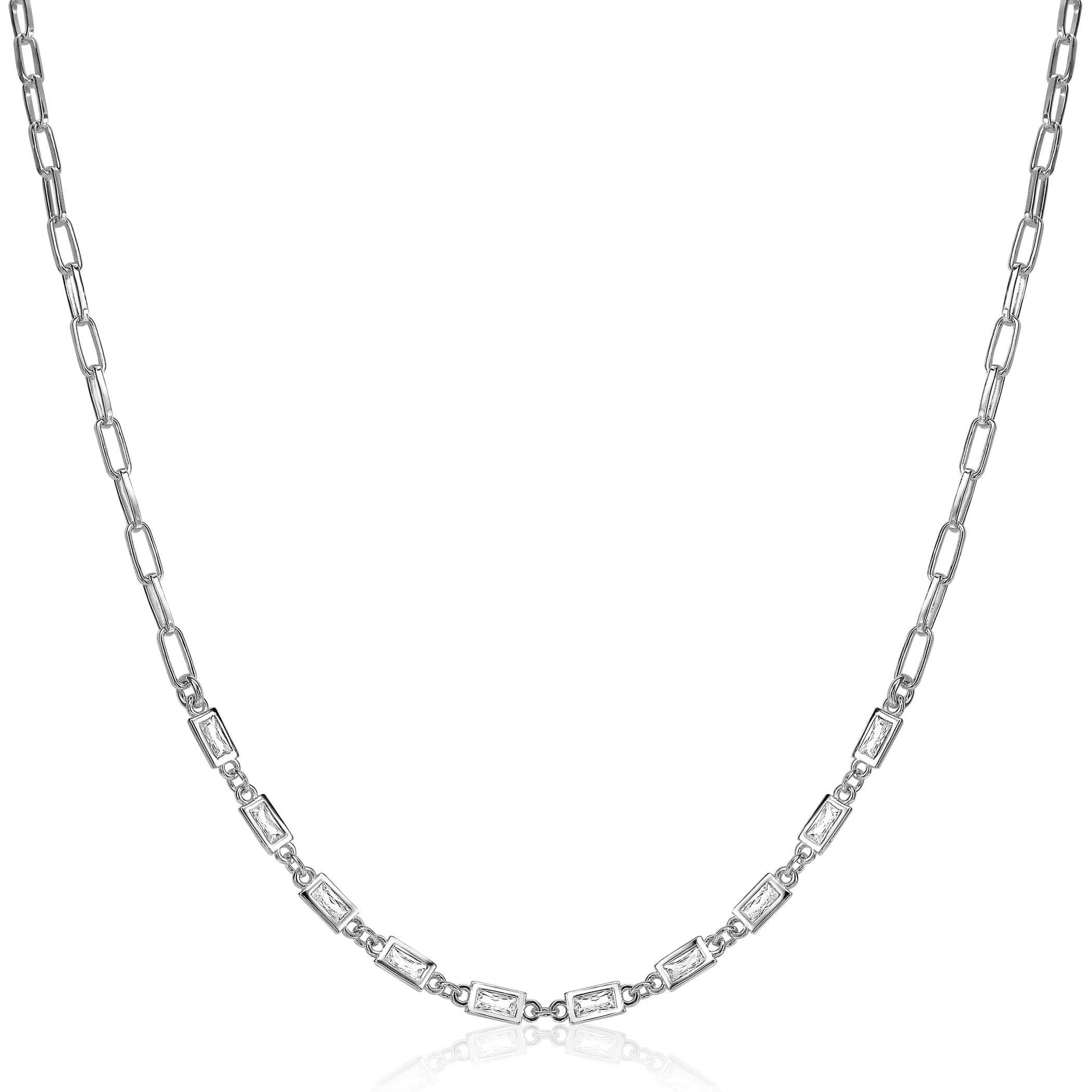 Zinzi zilveren ketting 45cm met paperclip schakels en baguette witte Zirkonia's ZIC1993, exclusief en kwalitatief hoogwaardig. Ontdek nu!