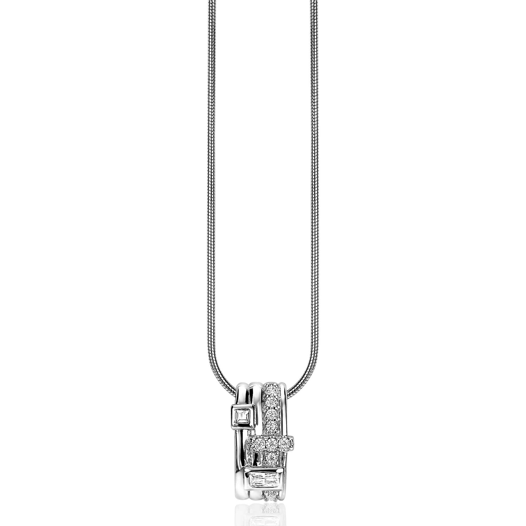 Zinzi zilveren schitterende hanger 16mm bezet met diverse witte zirkonia&#39;s ZIH2012, exclusief en kwalitatief hoogwaardig. Ontdek nu!