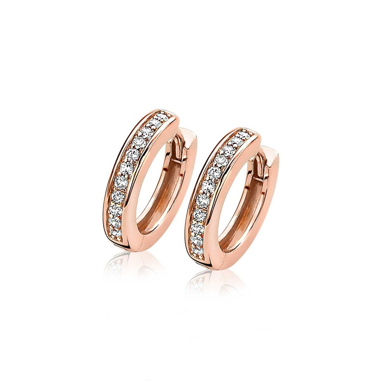 Zinzi zilveren luxe oorringen 14K rose verguld 17 x 3mm wit ZIO186D, exclusief en kwalitatief hoogwaardig. Ontdek nu!