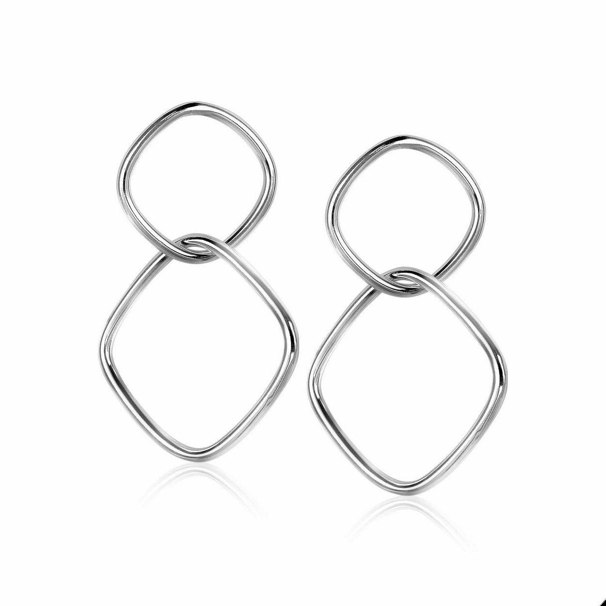 Zinzi zilveren trendy oorhangers 45mm verbonden grote vierkanten ZIO2096, exclusief en kwalitatief hoogwaardig. Ontdek nu!