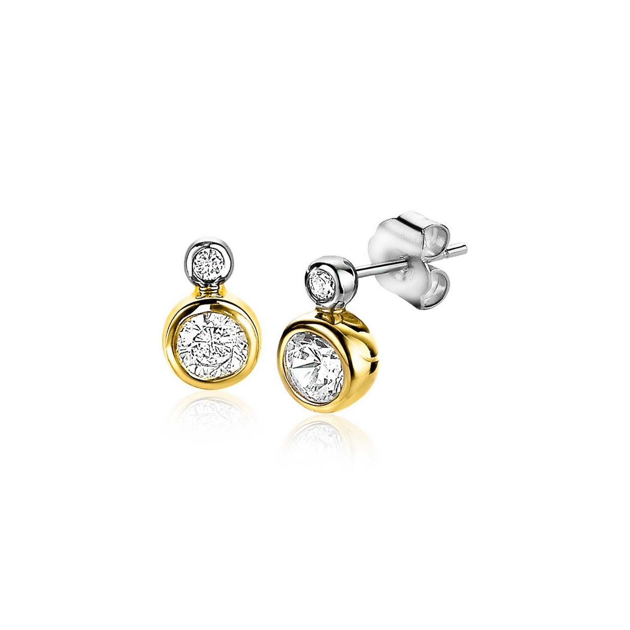 Zinzi zilveren oorknoppen 14K geelverguld rond 9mm wit ZIO2146, exclusief en kwalitatief hoogwaardig. Ontdek nu!