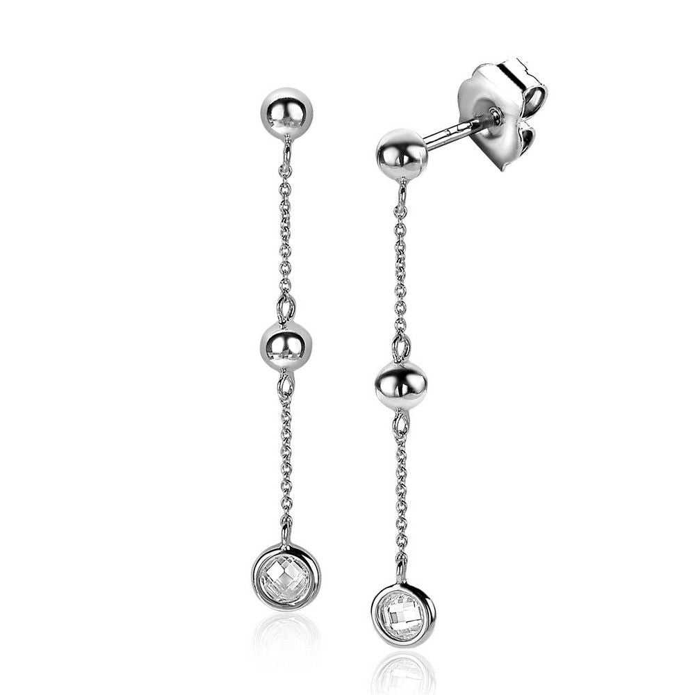 Zinzi zilveren oorhangers 40mm bolletjes ronde witte zirkonia ZIO2192, exclusief en kwalitatief hoogwaardig. Ontdek nu!